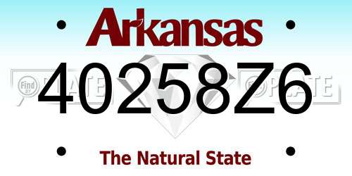 40258Z6 Arkansas License Plate