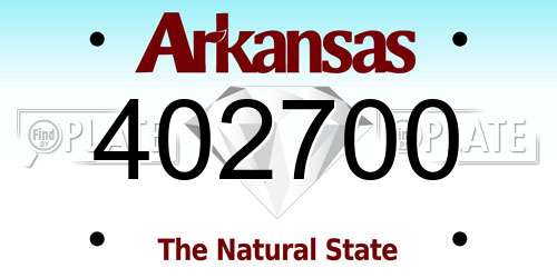 402700 Arkansas License Plate