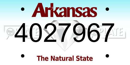 4027967 Arkansas License Plate