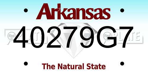 40279G7 Arkansas License Plate