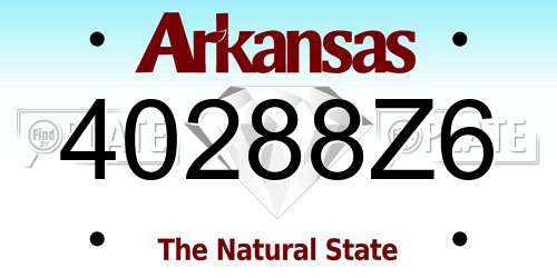 40288Z6 Arkansas License Plate