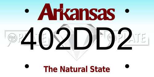 402DD2 Arkansas License Plate
