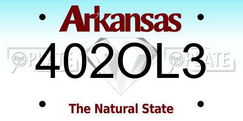 402OL3 Arkansas License Plate