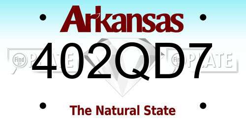 402QD7 Arkansas License Plate