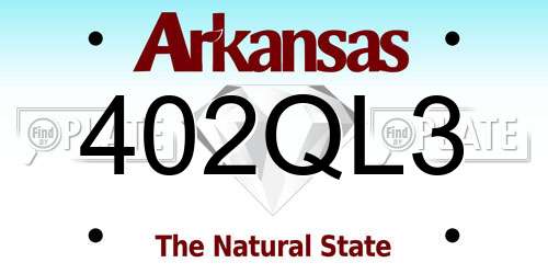 402QL3 Arkansas License Plate