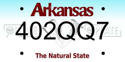 402QQ7 Arkansas License Plate