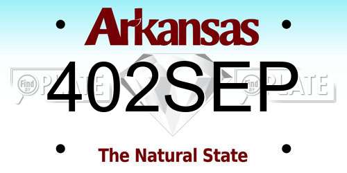 402SEP Arkansas License Plate