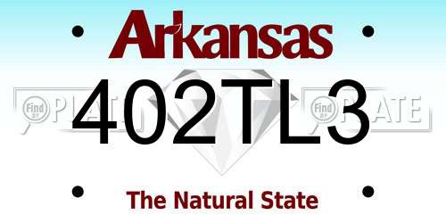 402TL3 Arkansas License Plate