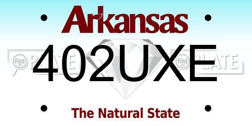 402UXE Arkansas License Plate