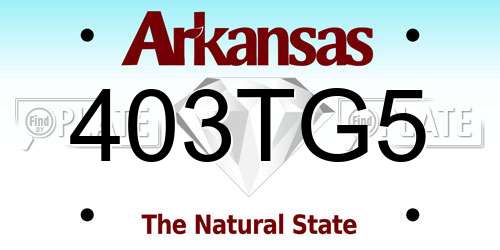 403TG5 Arkansas License Plate
