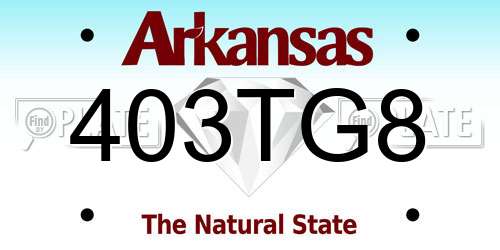 403TG8 Arkansas License Plate