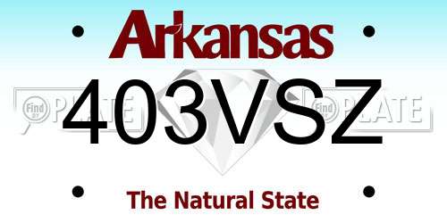 403VSZ Arkansas License Plate