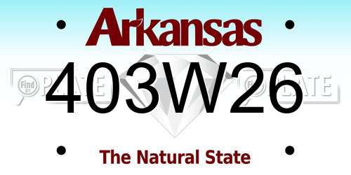 403W26 Arkansas License Plate
