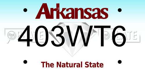 403WT6 Arkansas License Plate