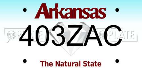 403ZAC Arkansas License Plate