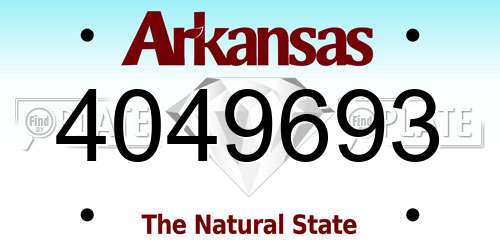 4049693 Arkansas License Plate