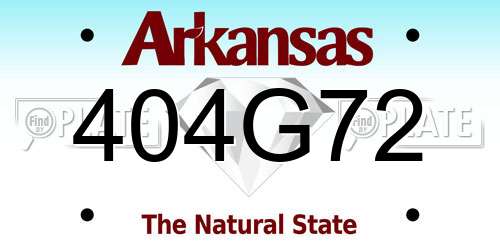 404G72 Arkansas License Plate