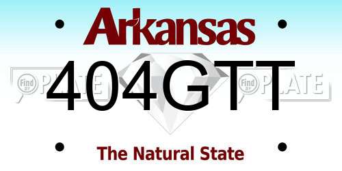 404GTT Arkansas License Plate