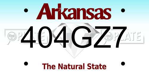 404GZ7 Arkansas License Plate