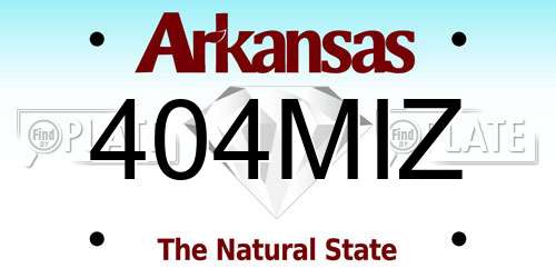 404MIZ Arkansas License Plate