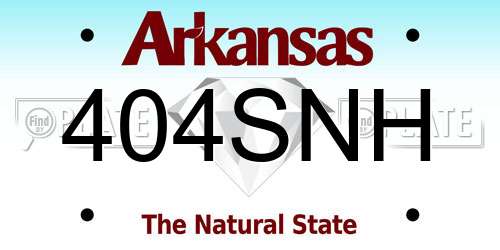 404SNH Arkansas License Plate