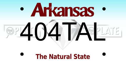 404TAL Arkansas License Plate