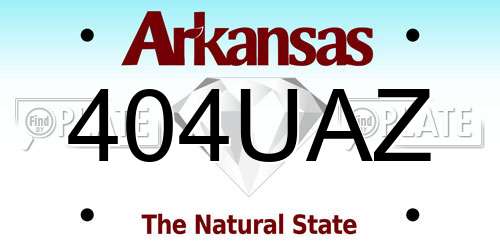 404UAZ Arkansas License Plate