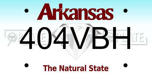 404VBH Arkansas License Plate