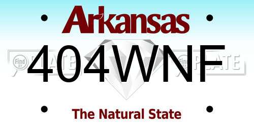 404WNF Arkansas License Plate