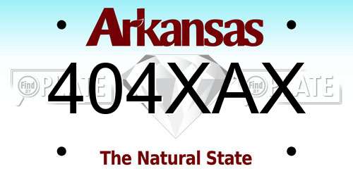 404XAX Arkansas License Plate