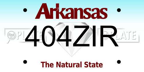 404ZIR Arkansas License Plate