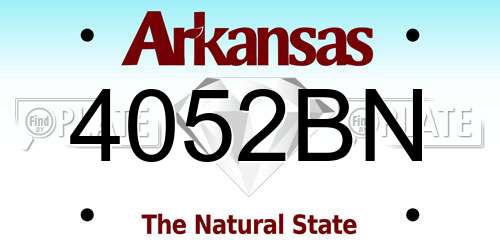 4052BN Arkansas License Plate