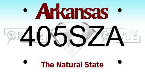 405SZA Arkansas License Plate