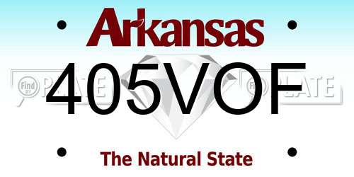 405VOF Arkansas License Plate