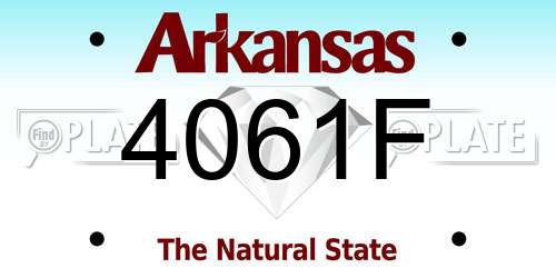 4061F Arkansas License Plate