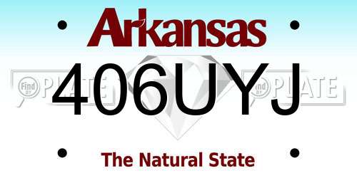 406UYJ Arkansas License Plate