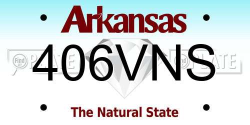 406VNS Arkansas License Plate