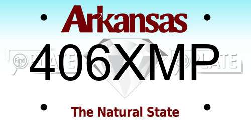 406XMP Arkansas License Plate