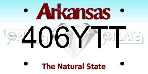 406YTT Arkansas License Plate