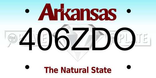 406ZDO Arkansas License Plate