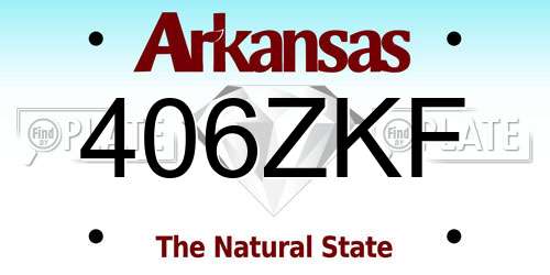 406ZKF Arkansas License Plate