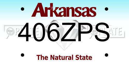 406ZPS Arkansas License Plate