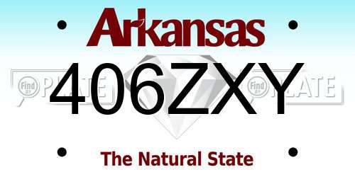 406ZXY Arkansas License Plate