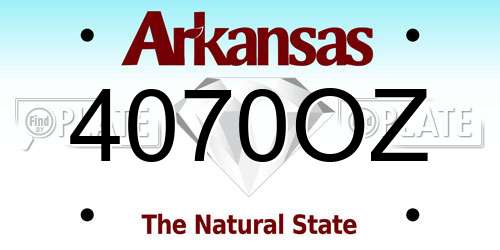 4070OZ Arkansas License Plate