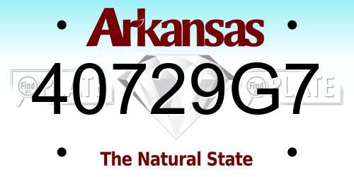 40729G7 Arkansas License Plate