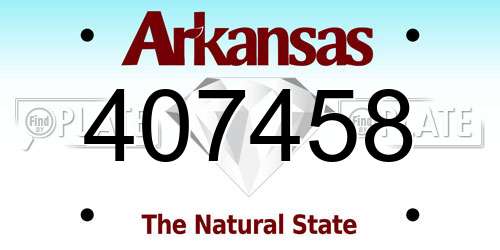 407458 Arkansas License Plate