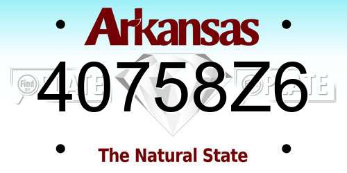 40758Z6 Arkansas License Plate