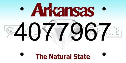4077967 Arkansas License Plate