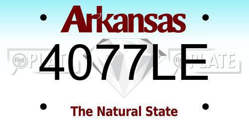 4077LE Arkansas License Plate