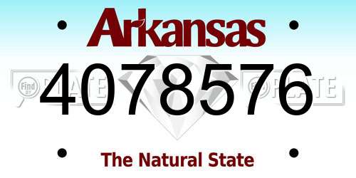 4078576 Arkansas License Plate